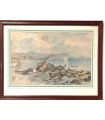 "Vue d'Antibes" -  Aquarelle originale.