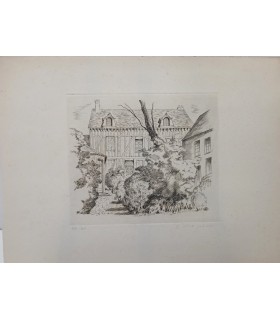 NICK Gaston (Pétrelli dit) « Maisons normandes» - Gravure originale.