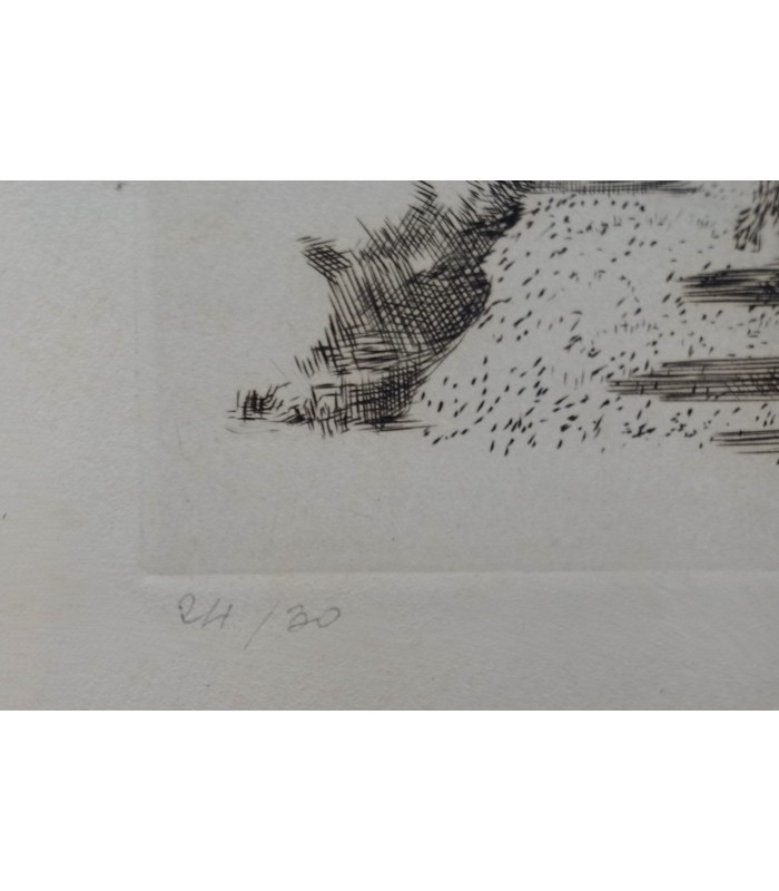 NICK Gaston (Pétrelli dit) « Maisons normandes» - Gravure originale.