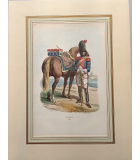 Carabinier - Costume militaire "1805"- Gravure originale