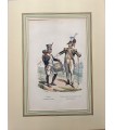 Tambour et Tambour Major des Grenadiers - Costumes militaires - Gravure originale