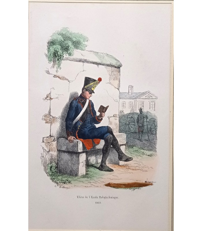 Ecole Polytechnique- Costume militaire "1812"- Gravure originale