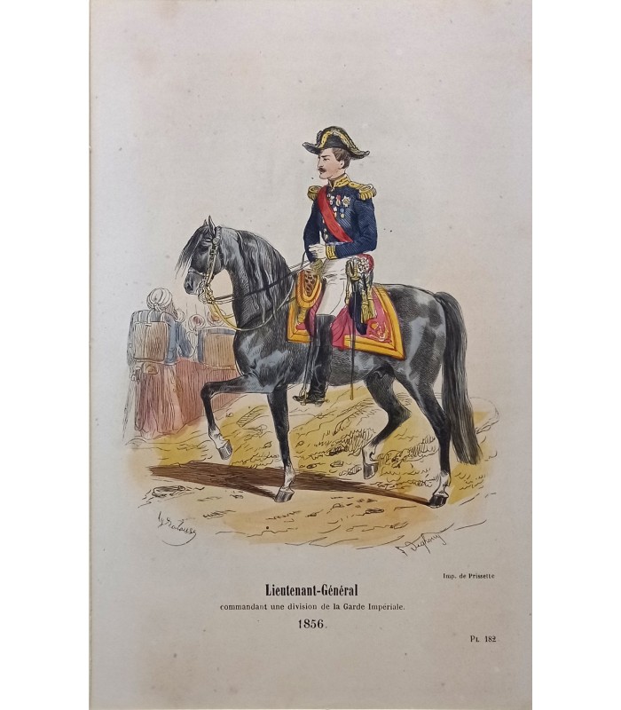 Lieutenant Général - Costume militaire "1856"- Gravure originale