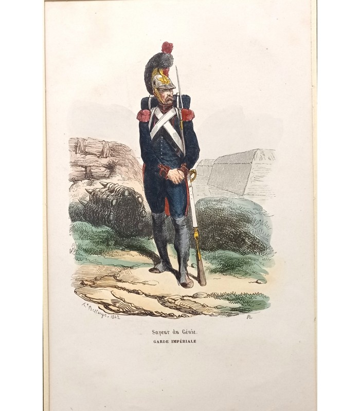 Sapeur du Génie - Costume militaire "Garde Impériale"- Gravure originale