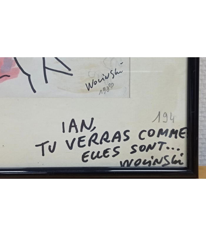 WOLINSKI "D'abord, jure moi que tu m'aimes!" - Dessin original signé.