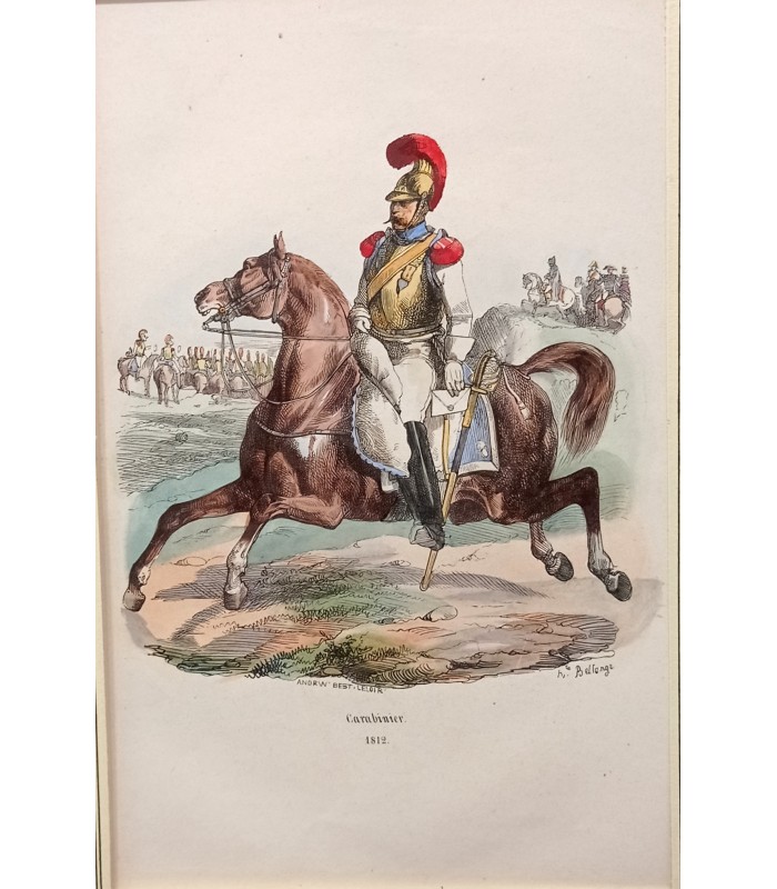 Carabinier - Costume militaire "1812"- Gravure originale