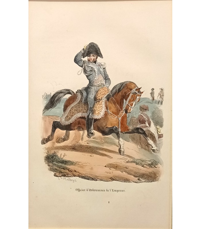 Officier d'Ordonnance de l'Empereur - Costume militaire - Gravure originale
