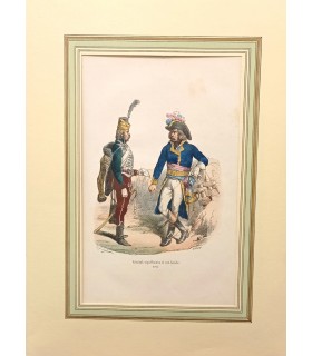 Général républicain et son guide - Costume militaire - Gravure originale