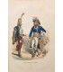 Général républicain et son guide - Costume militaire - Gravure originale