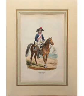 Grosse cavalerie - Costume militaire "1791 - 1802"- Gravure originale