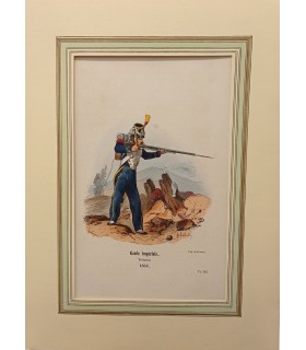 Garde impériale Voltigeur  "1854" -  Costume militaire - Gravure originale