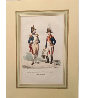 Grenadier à pieds Garde impériale - Costume militaire - Gravure originale