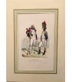 Grenadier à pieds - Garde impériale - officier et soldat - Costume militaire - Gravure originale