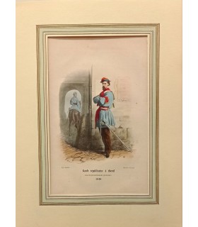 Garde Républicaine à cheval "1848" Gouvernement provisoire - Costume militaire - Gravure originale