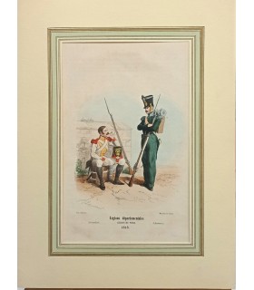 Légions Départementales - Légion du Nord "1818" - Costume militaire - Gravure originale