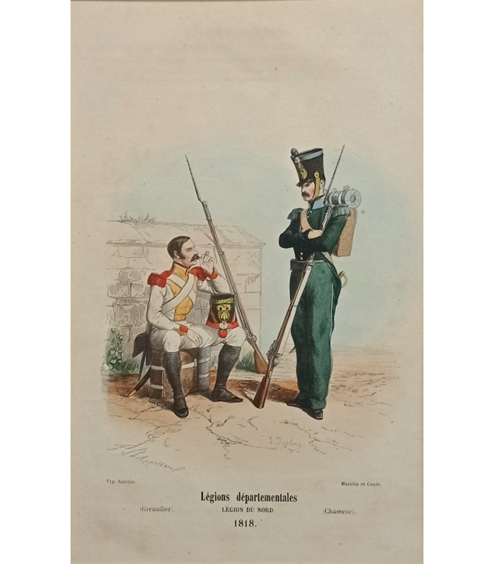 Légions Départementales - Légion du Nord "1818" - Costume militaire - Gravure originale