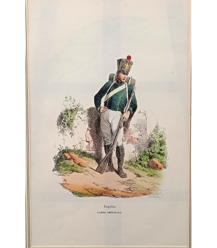Pupille - Garde impériale - Costume militaire - Gravure originale