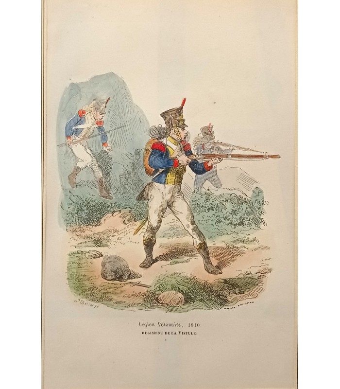 Légions Polonaises "1810"- Régiment de la Vistule - Costume militaire - Gravure originale