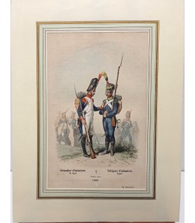 Infanterie : Grenadier et Voltigeur "1809" - Costume militaire - Gravure originale