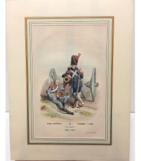 Train  d'artillerie et Canonnier à pied "1806 à 1814" - Costume militaire - Gravure originale