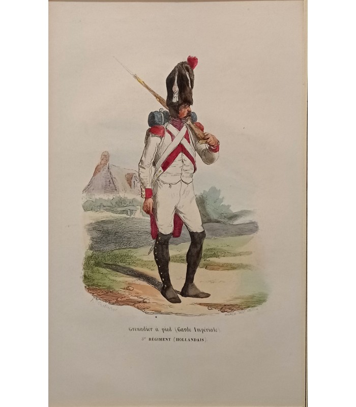 Grenadier à pied -  Garde Impériale - Costumes militaires - Gravure originale