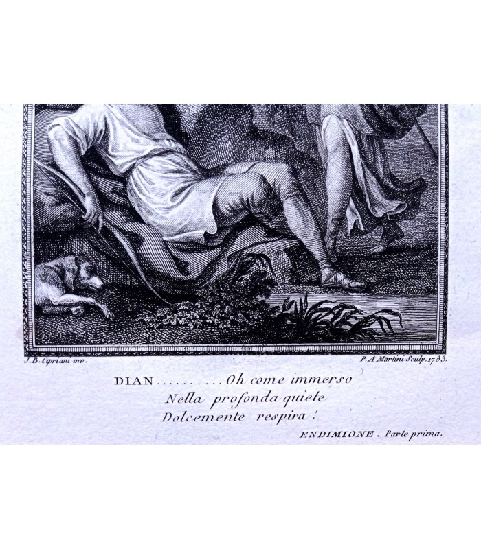 CIPRIANI J.B. " Endimione et Séléné " - Gravure originale