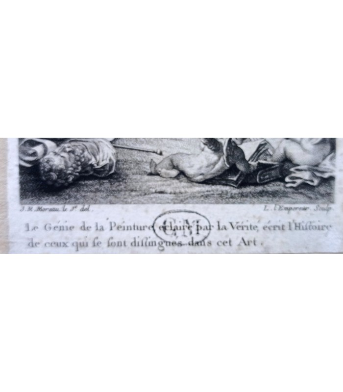 MOREAU J.M. "Le Génie de la Peinture éclairé par la Vérité..." - Gravure originale