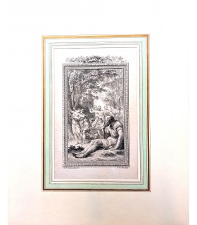 COCHIN Charles Nicolas "Le Vieillard et la Jeunesse" - Gravure originale