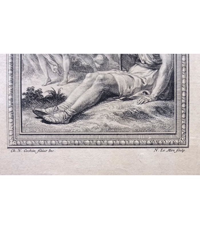 COCHIN Charles Nicolas "Le Vieillard et la Jeunesse" - Gravure originale