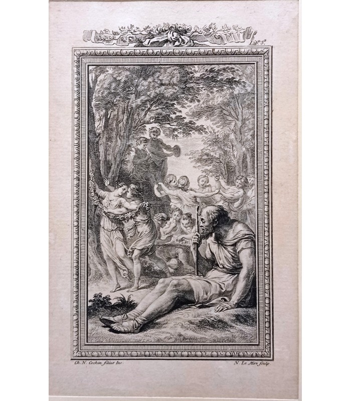 COCHIN Charles Nicolas "Le Vieillard et la Jeunesse" - Gravure originale