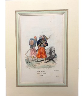 Garde impériale Zouaves - Caporal -  Costume militaire - Gravure originale