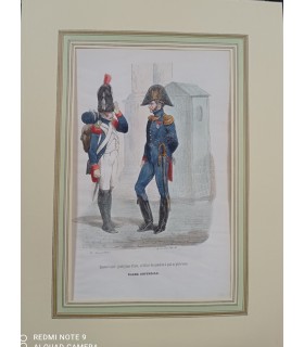 Garde impériale Chasseur à pieds et officier des grenadiers -  Costume militaire - Gravure originale