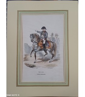 Garde impériale Napoléon Empereur -  Costume militaire - Gravure originale