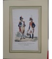 Garde impériale Grenadier à pieds et Musicien -  Costume militaire - Gravure originale