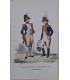 Garde impériale Grenadier à pieds et Musicien -  Costume militaire - Gravure originale