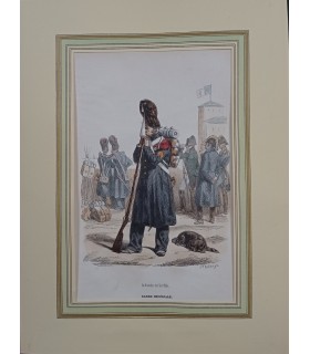 Garde impériale - Le Grenadier de l'Île d'Elbe - Costume militaire - Gravure originale