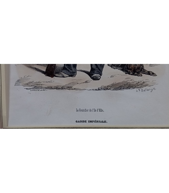 Garde impériale - Le Grenadier de l'Île d'Elbe - Costume militaire - Gravure originale