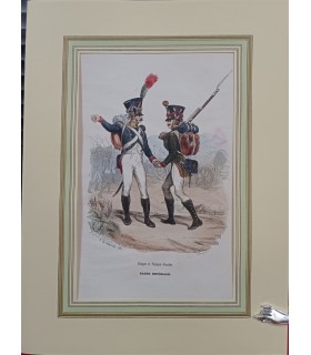 Garde impériale - Voltigeur et Flanqueur-Grenadier - Costume militaire - Gravure originale