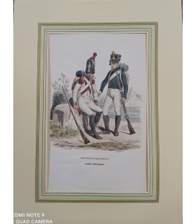 Garde impériale - Grenadier Hollandais et Pupille - Costume militaire - Gravure originale