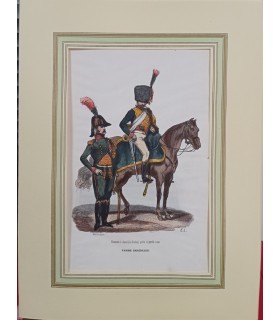 Garde impériale - Chasseurs à cheval- Costume militaire - Gravure originale