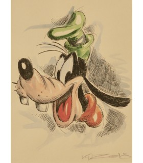 KLAUSEWITZ "Goofy" - Dessin à l'aquarelle signé.