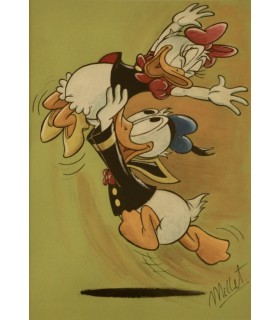 AKA MILLET "Donald & Daisy Duck" - Peinture acrylique signée.