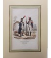 Garde impériale - Officier de Voltigeurs et garde national - Costume militaire - Gravure originale