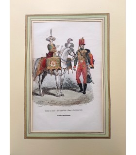Garde impériale - Timbalier des chasseurs à cheval et chasseur à cheval - Costume militaire - Gravure originale