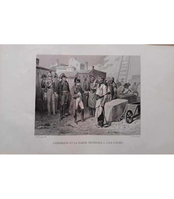 Garde impériale - L'Empereur et la Garde impériale à l'Ile d'Elbe - Costume militaire - Gravure originale