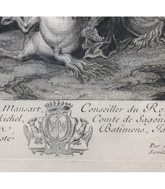 Bataille de Porus - " La Vraie Valeur est Toujours Invincible" - gravure originale