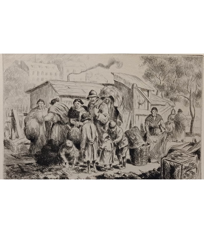 NICK Gaston (PETRELLI dit) - "Chiffonniers à la baraque"- Les métiers de Paris - Gravure originale.