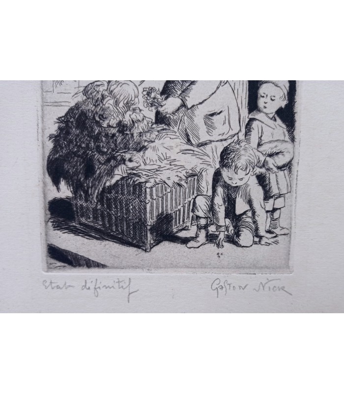 NICK Gaston (PETRELLI dit) - "La marchande de salades"- Les métiers de Paris - Gravure originale.