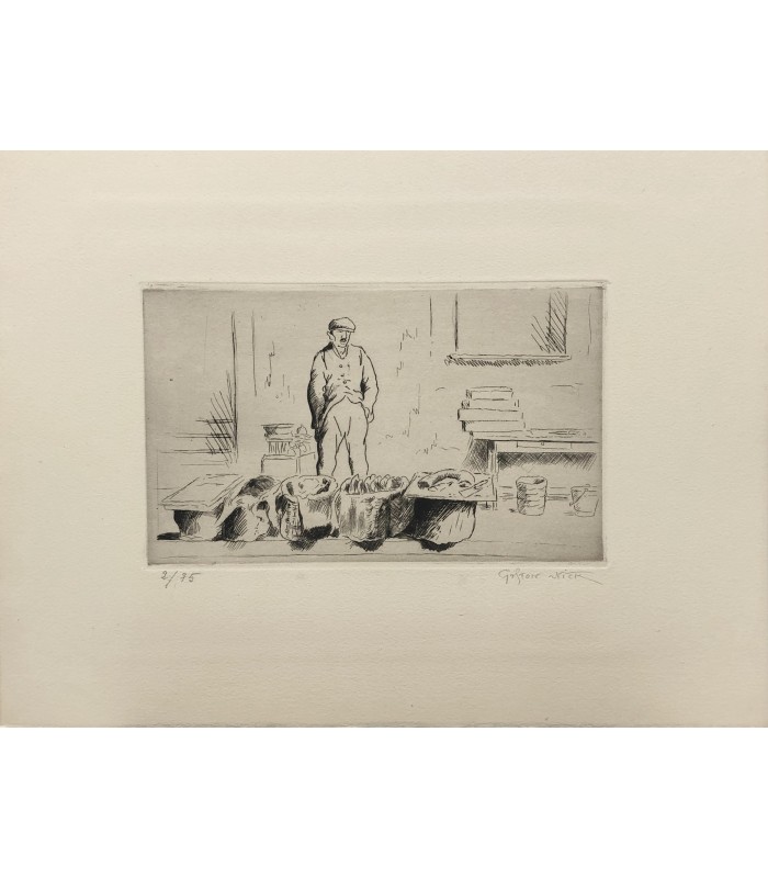 NICK Gaston (PETRELLI dit) - "Le marchand de pains"- Les métiers de Paris - Gravure originale.