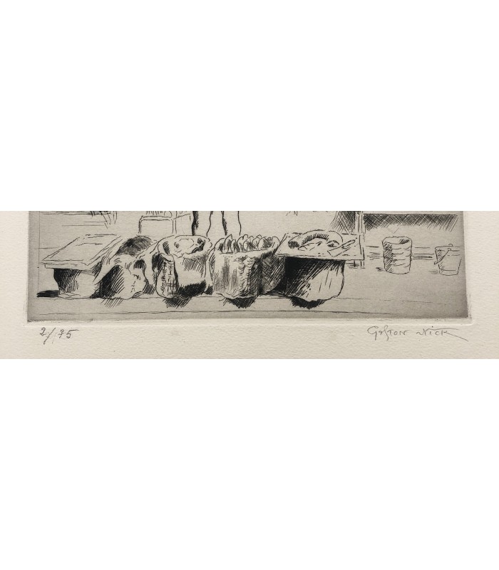 NICK Gaston (PETRELLI dit) - "Le marchand de pains"- Les métiers de Paris - Gravure originale.